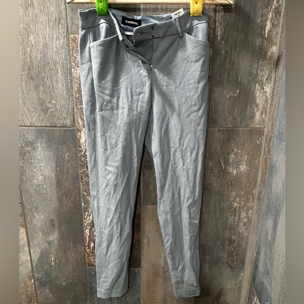 Express Stretch + Light Blue/Gray Skinny Mid-rise Dress Pants